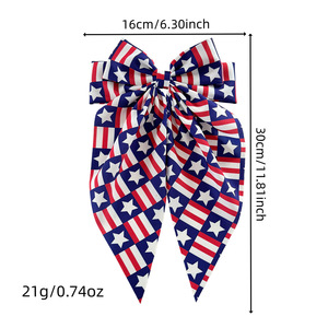 Pinza para el pelo con lazo y estampado de la bandera patriótica de EE. UU., 16 cm, ligera, accesorio de moda para mujer para el Día de la Independencia - Product Image 1