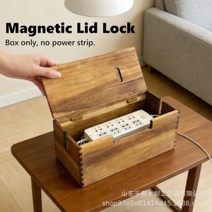 Organizador de Cables de Escritorio de Madera, Tipo Rectangular, para Almacenamiento de Router, Gestión de Cables de Datos, Multifuncional para el Hogar - Product Image 2