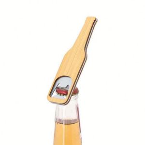 Ouvre-bouteille personnalisé en acier inoxydable en forme de bouteille de bière avec poignée en bois, design personnalisable, cadeau promotionnel - Product Image 3