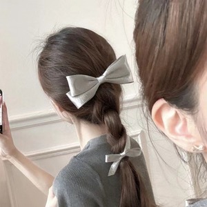 <b>Bow</b> hair <b>clip</b> for women, spring <b>clip</b> for high ponytail, silver, elegant updo, sophisticated hair <b>clip</b> head accessory - Product Image 1