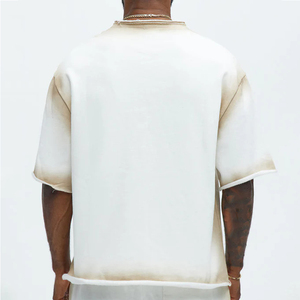 T-Shirt in cotone pesante a tracolla con scollo rotondo personalizzato t-Shirt oversize a tracolla maglietta Streetwear da <span class=keywords><strong>uomo</strong></span> - Product Image 2