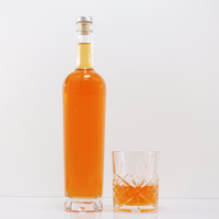 500ml 750ml Grandes bouteilles en verre de liqueur Vodka Whisky Tequila pour le vin avec bouchon en T en aluminium