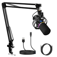 Microphone USB à condensateur cardioïde filaire en métal XLR avec suppression du bruit pour l'enregistrement de podcasts, le studio à domicile et le chant