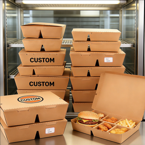 Custom Takeaway Food Container 4 2 Compartment Disposable Paper Box <b>Packaging</b> Eco Friendly OEM ODM Wholesale Price - Product Image 5