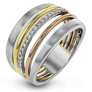 Anello a tre tonalità e più file per donna, stile trendy, accessorio da dito alla moda per feste, idea regalo - Product Image 1