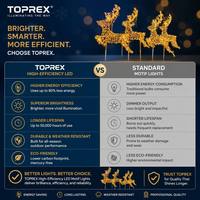 Décoration de Noël TOPREX 3D : Famille de rennes dorés lumineux à LED pour extérieur, idéale pour les fêtes commerciales et la vente en gros