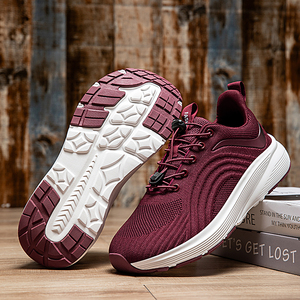 Chaussures de sport en maille élastique pour hommes, lacets rapides, respirantes, style marche, antidérapantes, chaussures pour hommes, chaussures pour femmes, logo personnalisé - Product Image 5