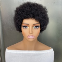 Perruque en cheveux humains Afro Kinky Curly Wave Pixie Cut pour femmes, perruque entièrement fabriquée à la machine