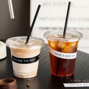 Gobelets en plastique PET transparents jetables avec couvercles, personnalisables avec logo, 12-24 oz, pour café glacé, bubble tea, latte, vente directe usine - Product Image 2