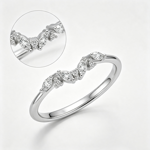 Bague de mariage empilable en argent sterling 925 plaqué rhodium avec moissanite taille marquise en V, résistante au ternissement, qualité supérieure, vente en gros - Product Image 3