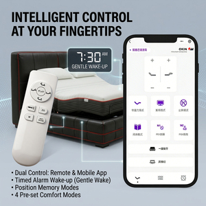 Lit intelligent avec 4 modes prédéfinis, support en mousse à 3 zones, alarme de réveil douce, contrôle par application pour projets hôteliers, approvisionnement en gros en usine S1 - Product Image 5