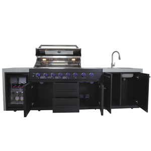 Gril à gaz BBQ en acier inoxydable à 8 brûleurs enduit de poudre pour les fêtes de cuisine barbecue en plein air avec cuisinière latérale - Product Image 4