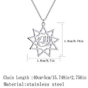 Collier ras du cou unisexe minimaliste vintage en acier inoxydable plaqué or, pendentif géométrique goutte d'eau style étoile à neuf branches - Product Image 6