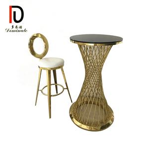Gold Stainless Steel <strong>Glass</strong> Top Dining <strong>Coffee</strong> High Wedding bar <strong>Table</strong> for Event Party - Product Image 5