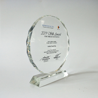 Trophée en verre vierge de forme ronde, logo gravé au laser, trophée en verre de cristal de sublimation disponible
