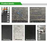 Dalles de moquette écologiques personnalisées autocollantes pour bureaux commerciaux et résidentiels 60cm X 60cm 50x50cm résistantes aux taches