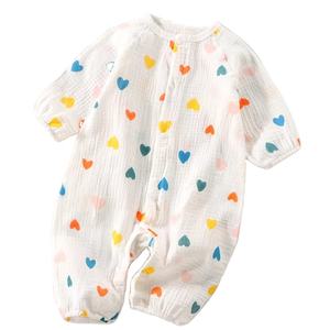 Venta al por mayor de una pieza de bebé mameluco de manga larga recién nacido algodón gasa pijamas lindo primavera ropa de casa ropa para bebés - Product Image 2