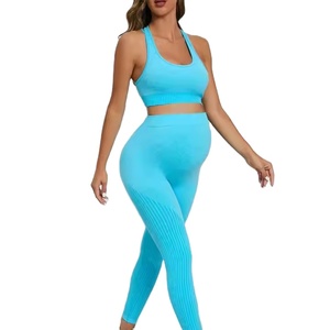 Maternité ensemble de sport haute élastique Yoga costume <span class=keywords><strong>pour</strong></span> femmes enceintes séchage rapide soutien-gorge ventre contrôle Leggings Gym Fitness vêtements de sport - Product Image 1