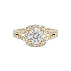 แหวนหมั้นทองคำขาว 14K ประดับเพชรทรงกลมแบบ Halo Split Shank น้ำหนัก 2.05 กะรัต (TDW) - Product Image 1