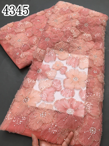 4345 africano perline di Tulle tridimensionale tessuto di pizzo ricamato di lusso nigeriano paillettes rete di pizzo per le donne sera abito da sera - Product Image 4