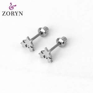 316L Stainless Steel <b>Silver</b> Plated Screw Back Stud <b>Earrings</b> <b>Solid</b> Square High Polish Hypoallergenic Stackable Cartilage Studs - Product Image 3