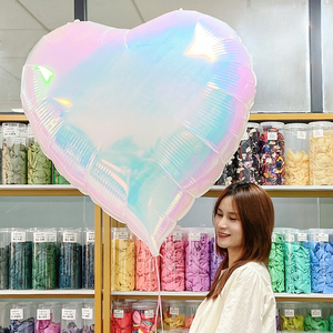 Vente en gros de ballons en feuille d'aluminium arc-en-ciel de 40 pouces, blanc nacré irisé, en forme de cœur, pour la décoration de mariage, d'anniversaire ou de fête - Product Image 5