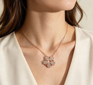 14K 금도금 꽃잎 목걸이 도매 지르콘 S925 스털링 실버 사우디 스타일 여성용 주얼리 선물 - Product Image 2