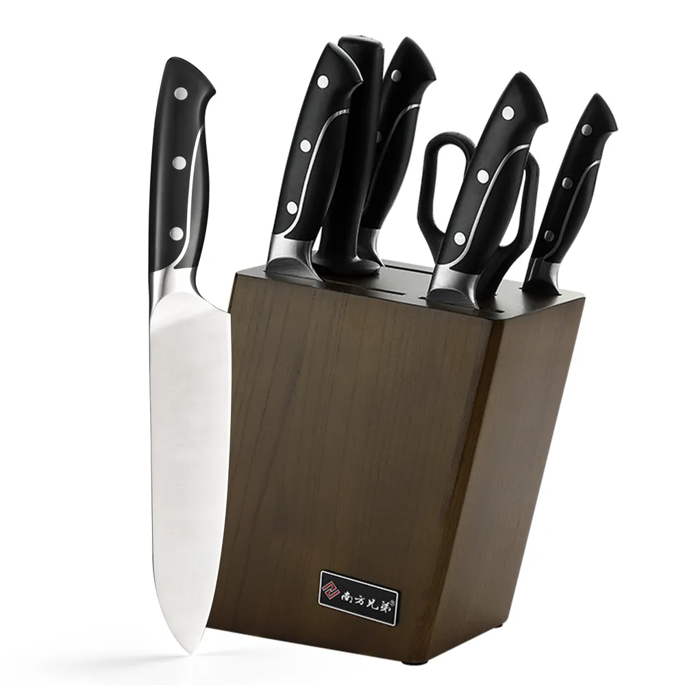DropShip 7 Pieces German 1.4116 Steel Kitchen Knife Set with Wooden Block
