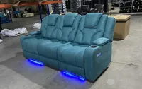 Ensemble de Canapés Inclinables Moderne 7 Places en Cuir Véritable pour Salon