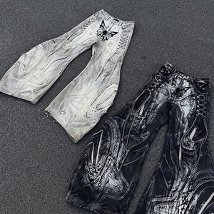 Jeans à jambes larges DiZNEW pour hommes, vente en gros, design américain, mode streetwear, nouveaux jeans baggy pour hommes - Product Image 1