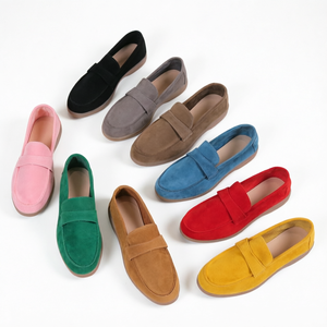 Mocasines de Ante sin Cordones con Punta Redonda, Pantuflas Cómodas para Todas las Estaciones, Suela y Entresuela de EVA, Forro de Microfibra, Hebilla de Cuero Genuino - Product Image 1
