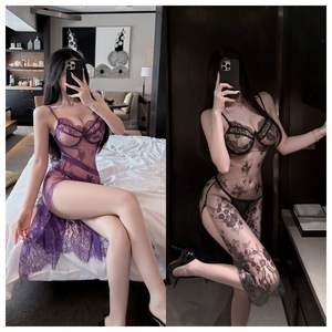 เลมอน สตอรี่ชุดเดรสลูกไม้เซ็กซี่กระโปรงยาวซีทรูชุดบอดี้สูทผู้หญิงชุดชั้นใน - Product Image 5