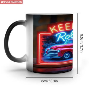 Ergonomic Handle Mug Frosted Black 11oz <b>Ceramic</b> Heat Sensitive Drinking <b>Cup</b> - Product Image 1