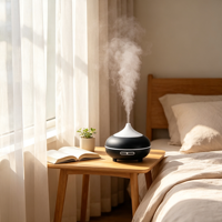 Diffuseur ultrasonique de table noir et blanc pour huiles essentielles, machine à parfum avec lumière LED, humidificateur d'aromathérapie domestique