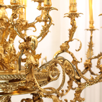 Lustre Baroque de Luxe en Métal Doré, Grand Chandelier à Cadre Entièrement Métallique, Lumière Suspendue Blanche Chaude Douce 2700K pour Palais, Hôtel, Villa