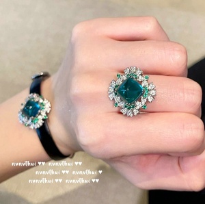 18K mạ vàng Malachite màu xanh lá cây Vòng hoa Zircon Vòng cổ điển Vòng đeo tay Bông tai thiết lập ngọc lục bảo giỏ hoa thiết kế trang sức thời trang - Product Image 1