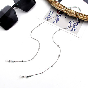 Cadena para Gafas de Acero Inoxidable con Cuentas |   Correa Delgada para Gafas con Diseño de Cadena de Serpiente para Hombres y Mujeres |   Soporte de Silicona Antideslizante con Anilla - Product Image 2