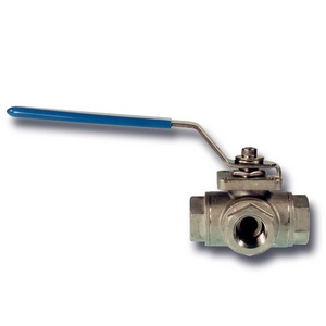 บอลวาล์วสแตนเลส BSP/NPT 3 ทาง ขนาด 1/2 นิ้ว แบบ L Port ควบคุมด้วยมือ ทนอุณหภูมิสูง 1000 PSI กันน้ำ รองรับ OEM ปรับแต่งได้ - Product Image 1