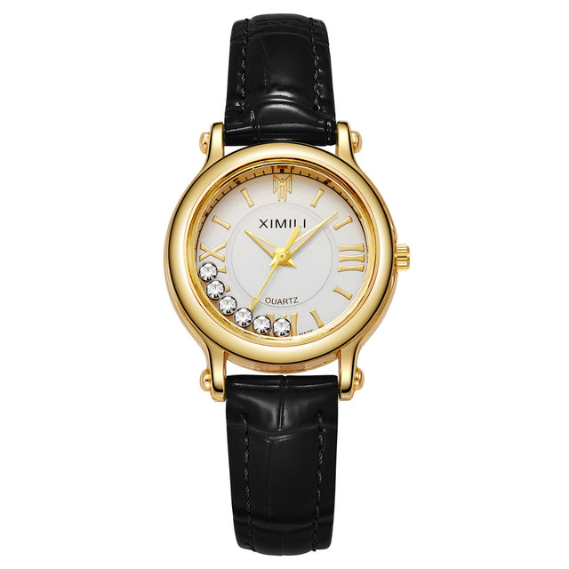 Factory Wholesale New Fashion Luxury Women's Quartz Watches Novel Quicksand Design Leather Strap Charm Girls' Student Watch