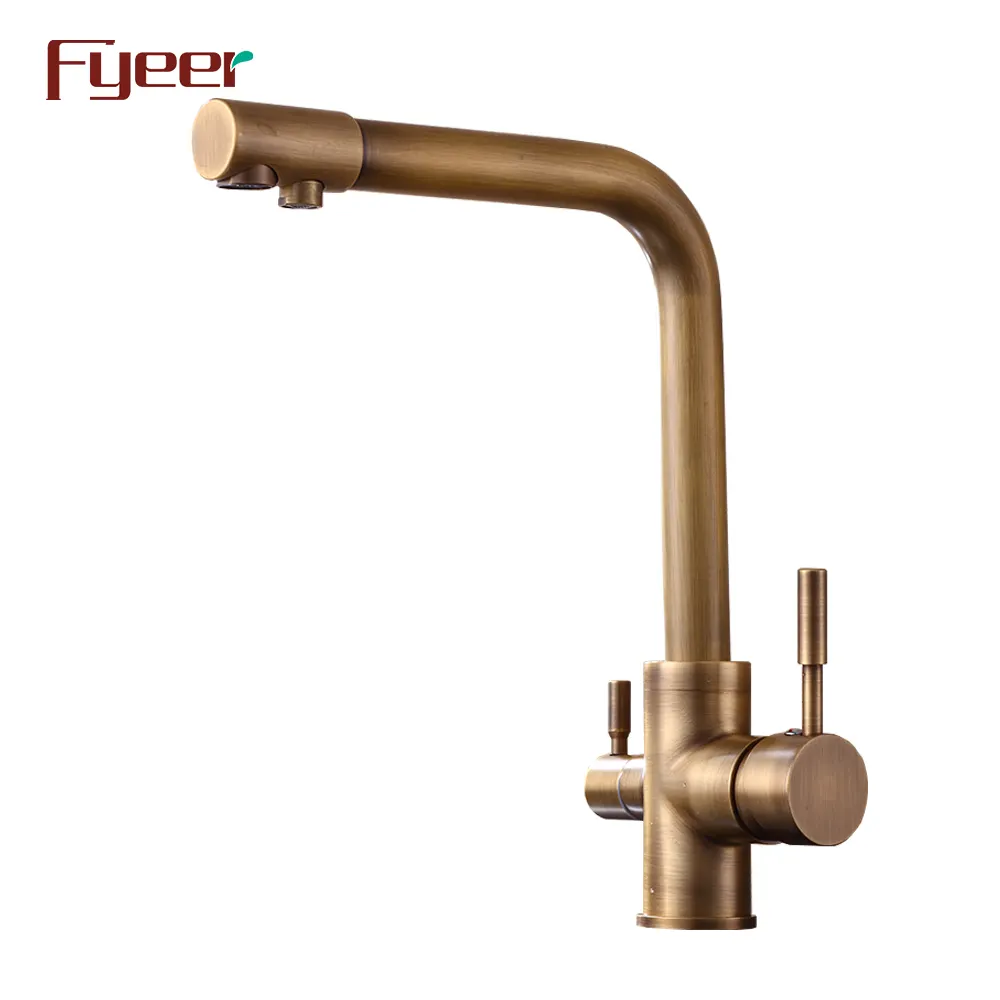 Fyeer Antique Brass 3 Way Kitchen Sink Faucet