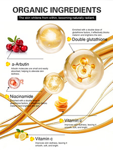 Ensemble de soins éclaircissants pour la peau à action <span class=keywords><strong>rapide</strong></span> Double Glutathion, Vitamine C, Lotion pour le corps, Crème pour le visage, Kit facial 5-en-1 pour un éclat radieux - Product Image 5