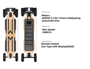 لوح تزلج جبلي (ماونتن بورد) كهربائي عالي السرعة من JIESEN بقوة 3500 واط*2 بمحرك حزام وبطارية 15 أمبير مدى 50 كيلومتر سطح خشبي من القيقب والخيزران - Product Image 5