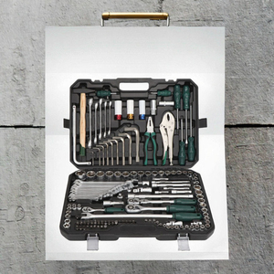 Kit d'outils de réparation automobile 142+2 pièces, clé à cliquet 72 dents, embouts de tournevis, étui rigide, personnalisable, fabrication OEM, aluminium - Product Image 4
