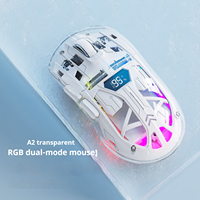 Ratón Wolf A2 de modo dual RGB luminoso 2,4G inalámbrico BT transparente para juegos, ordenador, ratón de oficina