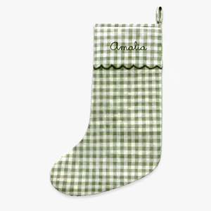 Embroidered Sock Cuffs Ruffle Green Pink Gingham <strong>Candy</strong> Cute Gift <strong>Christmas</strong> <strong>Stockings</strong> - Product Image 1