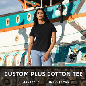 Camiseta de Manga Corta Personalizable de Alta Calidad, Transpirable, Antipilling, Tejido de Punto Grueso, 100% Algodón, Tallas Grandes para Mujer - Product Image 2