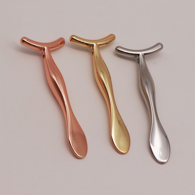 Zinc Alloy Eye Cream Spoon T Shape Facial Massager Source Factory OEM Custom Skincare Tool