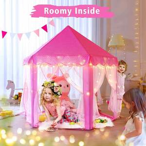 Grande tente de jeu château de princesse pour filles avec lumières étoiles, jouet pour enfants, jeux intérieurs et extérieurs - Product Image 3
