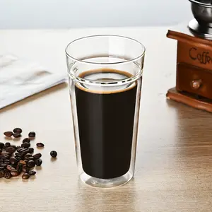 HIGHWIN双壁保温咖啡杯透明硼硅酸盐玻璃咖啡茶奶汁杯