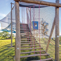 Parcours d'obstacles, filet arc-en-ciel, acier inoxydable, nylon, grand équipement d'amusement en plein air, corde d'escalade, parc d'aventure, commercial